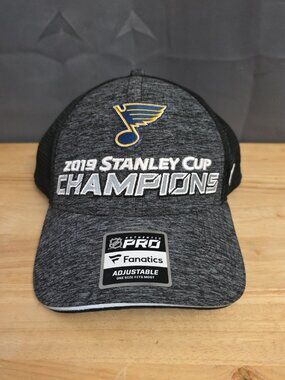 St Louis Blues Fanatics 2019 Stanley Cup Champions Mesh Snapback Gray Hat NWT